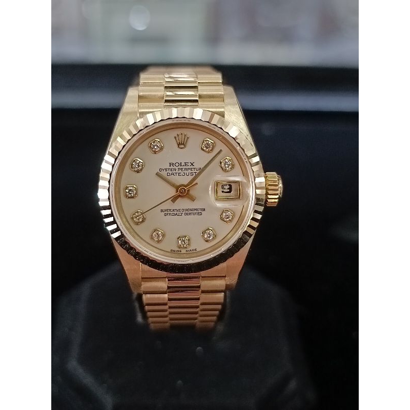 ROLEX 勞力士 69178原廠包鑲10鑽面稀有米白面 出清特賣[正泰精品當舖]69173 68273 68278女錶