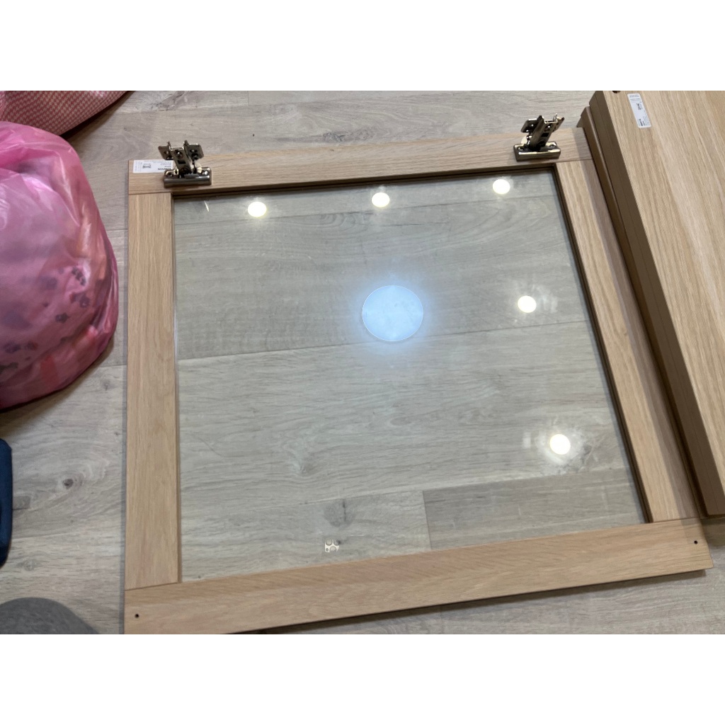 IKEA Besta SINDVIK 玻璃門板, 染白橡木紋/透明玻璃, 60x64 公分