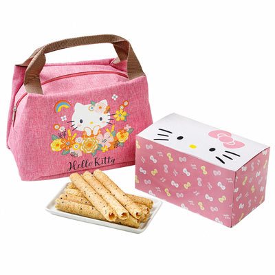 禮盒🧧(Hello Kitty)芝麻蛋捲禮盒-首選A款禮盒白色袋子款、花漾禮盒(粉)256g±9g(64g)