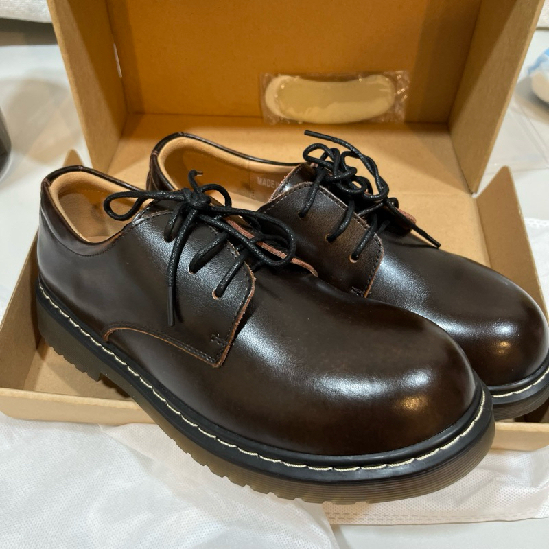 （已預定勿下單）midori綠✨英倫真皮小皮鞋👞棕色25cm