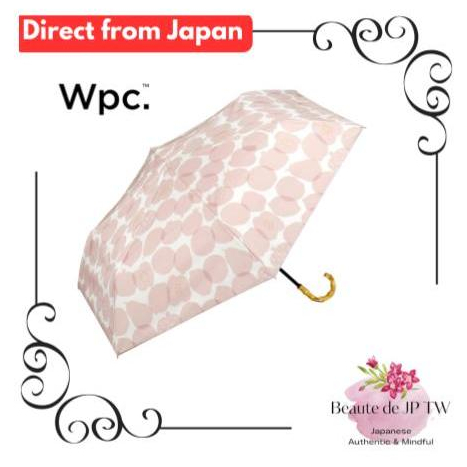 【日本直送】 Wpc. 遮陽遮陽圖案印花迷你水果粉色摺疊傘 55cm 女式陽光雨天遮陽遮陽 UV Cut 100% 竹柄