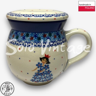 【SOLO歐洲家居】CA 波蘭陶 350ml 有蓋杯 馬克杯 水杯 茶杯 咖啡杯 藍公主系列 入門款 婚禮禮物