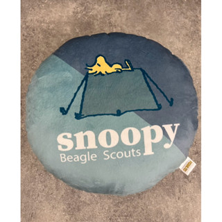 史努比 Snoopy 藍色 露營風格 迷彩圓形抱枕