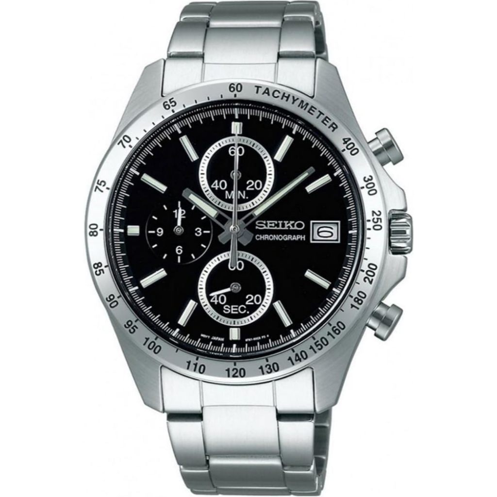 【金台鐘錶】SEIKO 精工 SBTR005 (附原廠盒) 防水100米 不鏽鋼錶帶  三眼計時男錶 (黑面) 40mm