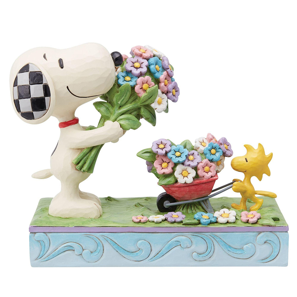美國Enesco塑像 Snoopy 史努比和胡士托手拿花束