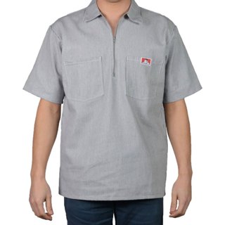 BEN DAVIS 美線 1/2 HALF ZIP WORK SHIRT 半拉鍊 短袖襯衫 (黑白條紋) 化學原宿