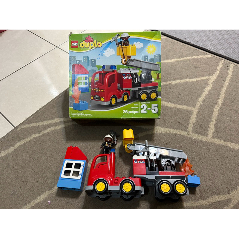 [THe toy store]Lego Duplo 樂高得寶10592 消防雲梯車 + 10847 數字火車 二手 合售