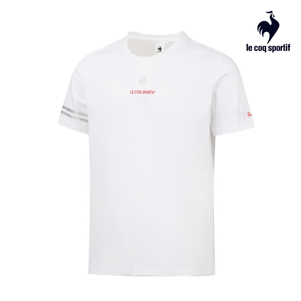【LE COQ SPORTIF 法國公雞】休閒經典短袖T恤-男女款-白色-LWT23306