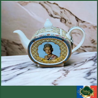 🌹淳語詩人西洋古物｜英國製SADLER英國 1952-2012年女王伊麗莎白紀念茶壺 金色