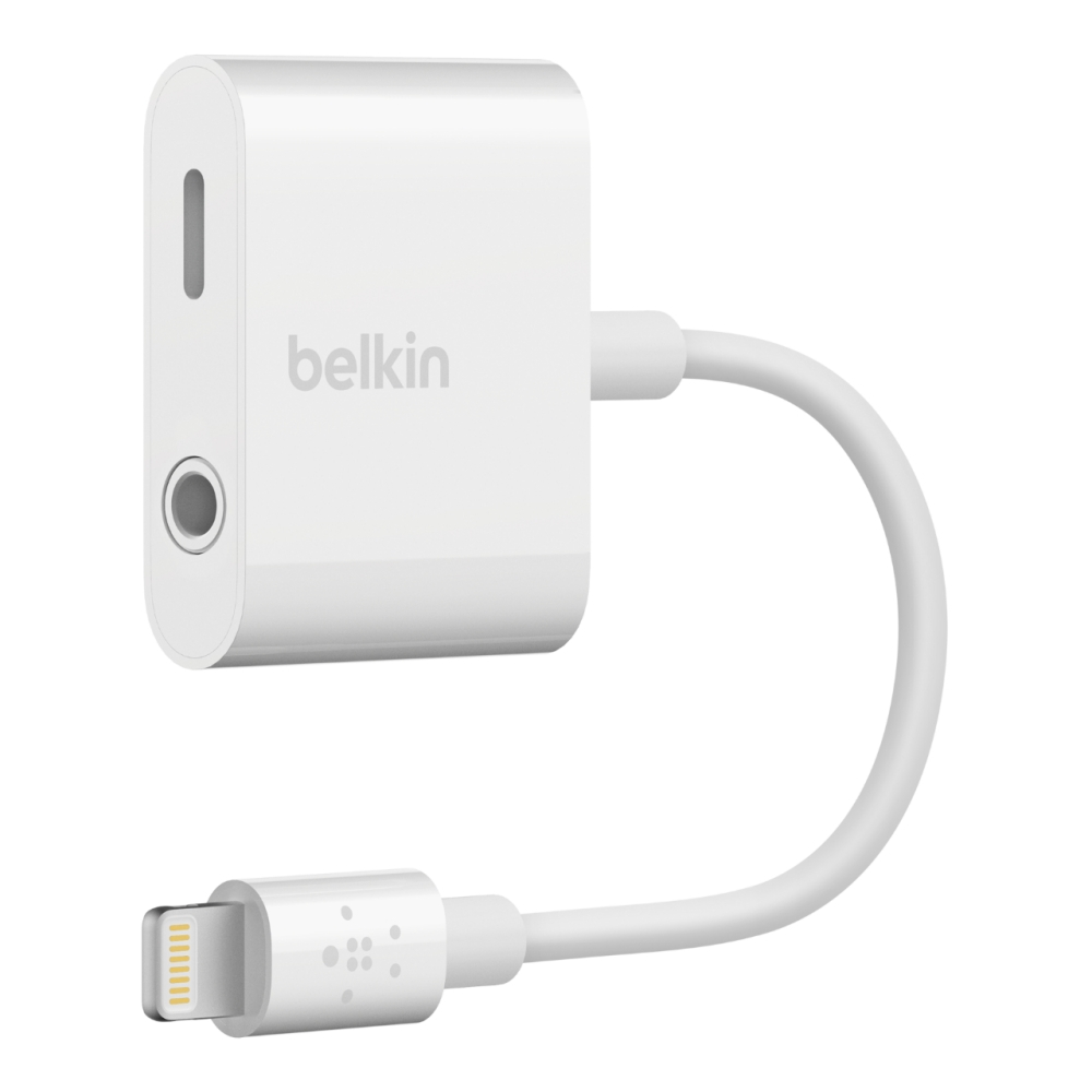 福利品-Belkin貝爾金 音頻轉接線iPhone Lightning  3.5mm耳機音訊 + 電源分插器
