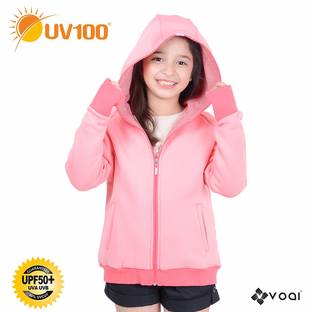 【UV100】防曬 保暖柔毛-口罩式連帽外套-童 (AA51617)