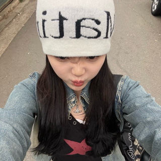 【lenstw】Matin Kim LOGO JACQUARD SHORT BEANIE IN WHITE毛帽 韓國代購