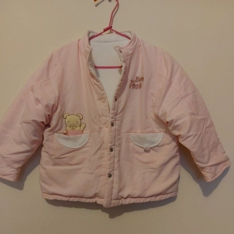 出清二手麗嬰房雙面穿粉色厚保暖外套 3號 極新