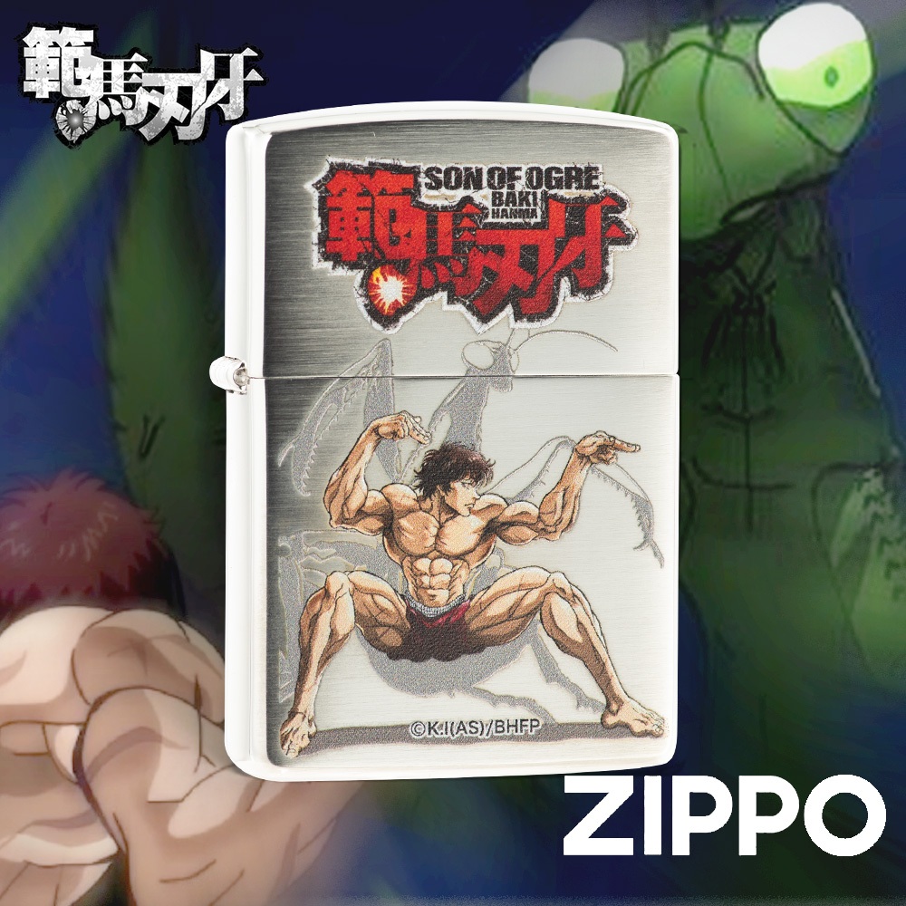 ZIPPO 刃牙：範馬刃牙VS巨型螳螂防風打火機 ZA-6-A08 銀色髮絲紋 色彩成像 板垣惠介 終身保固