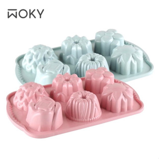 全新轉賣-【WOKY沃廚】La Douceur 法式粉彩系列蛋糕模_小花6入型（藍綠色）