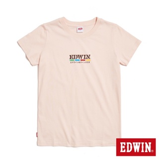 EDWIN 復古光譜印花短袖T恤(淡粉紅)-女款