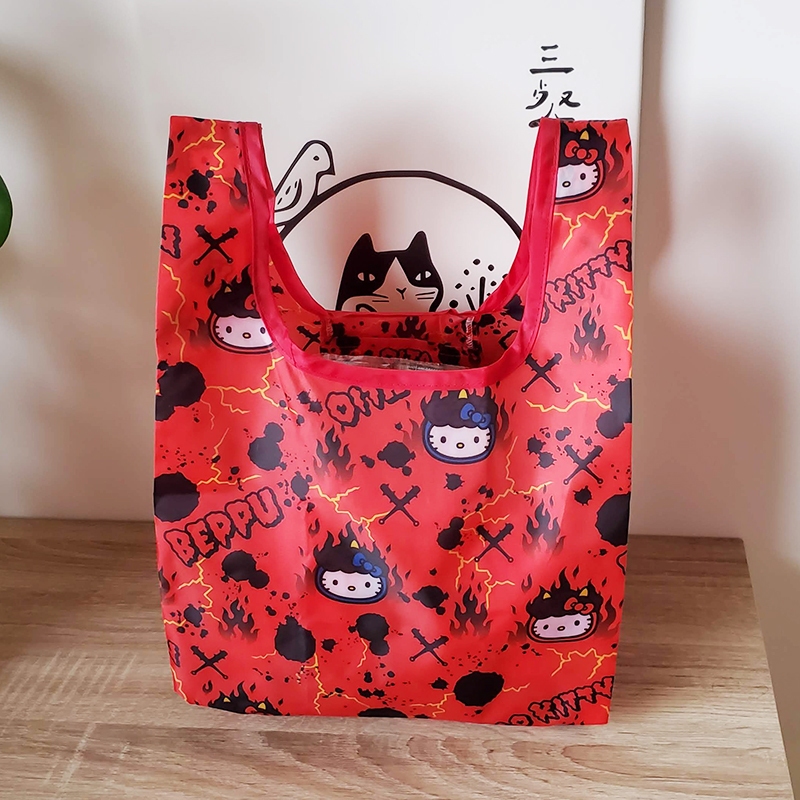 🌲台灣現貨當日寄出🌲日本九州別府地獄限定 kitty 摺疊環保袋 折疊購物袋 便當袋 隨身袋 手提袋 午餐袋