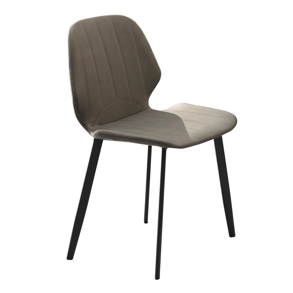 Boden-爾曼斯工業風灰色皮革餐椅/單椅/休閒椅/洽談椅/商務椅