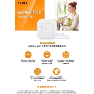 <創世紀含稅開發票> Zyxel 合勤 NWA90AX AX1800 無線網路PoE基地臺 WIFI分享器