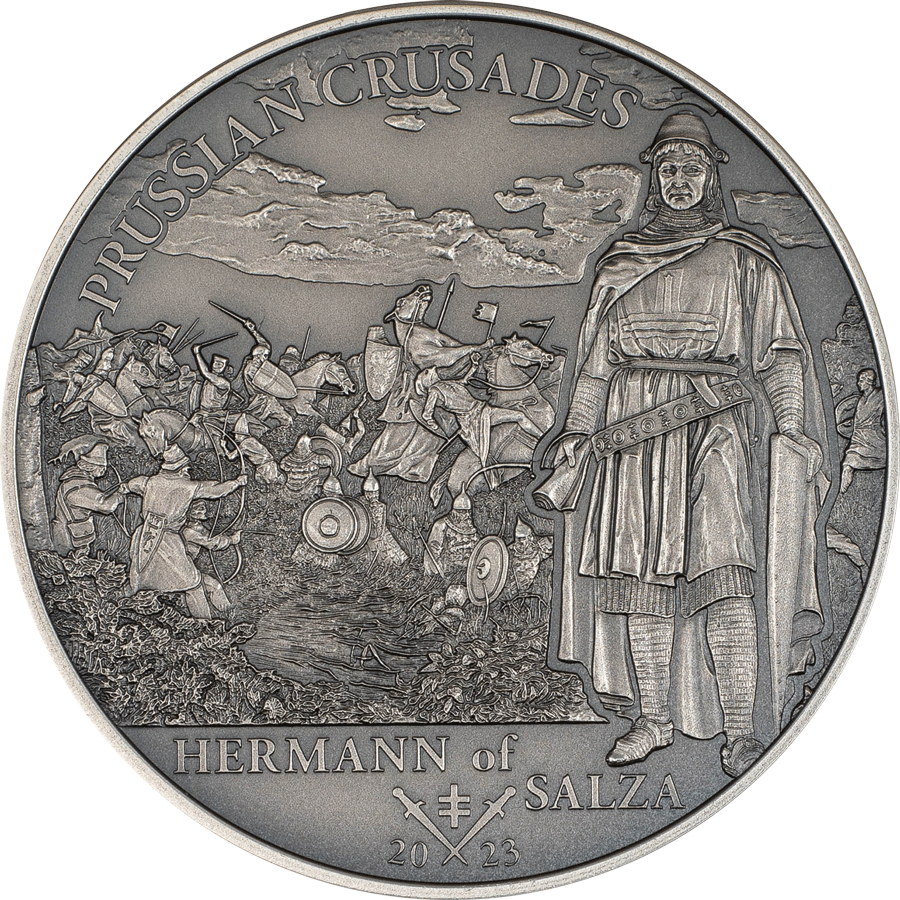 預購(價格4500) - 2023庫克群島-北方十字軍入侵-普魯士十字軍東征-1盎司銀幣