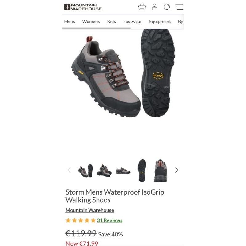 全新 英國Mountain Warehouse 防水IsoDry膜 Isogrip鞋底 登山鞋