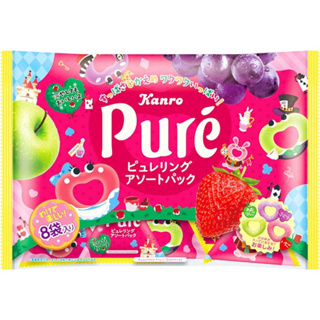 日本 甘樂 Kanro Pure 六種類 心型綜合水果軟糖 派對包 桃子&葡萄&青蘋果&草莓&橘子&鳳梨風味 夾鏈袋裝