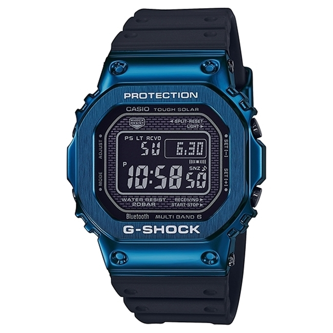 CASIO 卡西歐 G-SHOCK 電波藍牙電子錶-藍x黑_GMW-B5000G-2