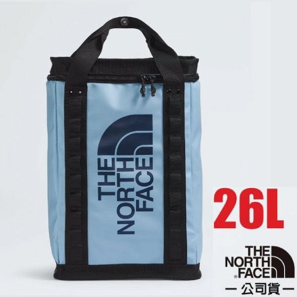 【美國 The North Face】大Logo 防水布料電腦背包 26L/雙肩背包 書包/15吋筆電_鋼鐵藍_3KYF