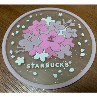 STARBUCKS 星巴克 粉紅櫻花 立體質感 矽膠防水 透明軟杯墊 文青可愛