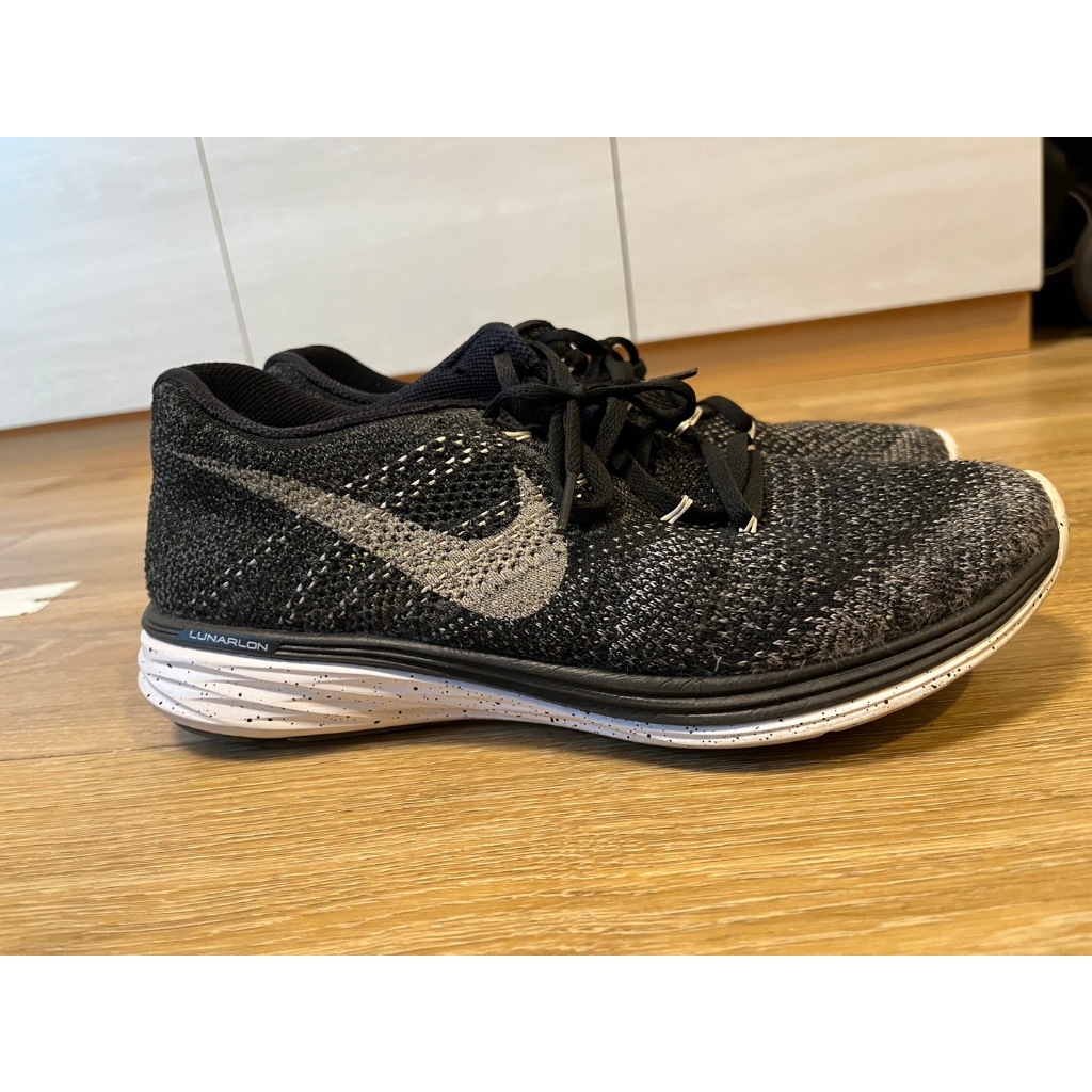 NIKE FLYKNIT LUNAR 3 黑白 雪花 漸層 編織 輕量 慢跑鞋