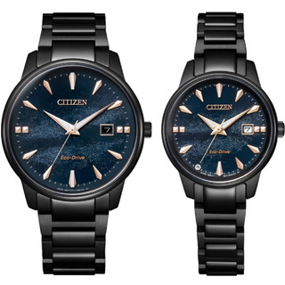 甜甜價 CITIZEN 星辰 天川銀河限定款 時尚 男女 情侶對錶-BM7595-89L+EW2595-81L