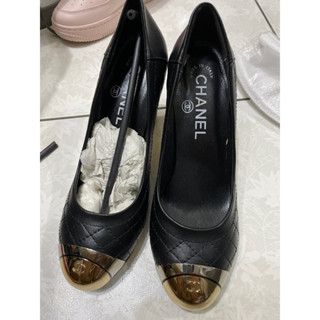全新前金黑仿皮高粗跟女皮鞋