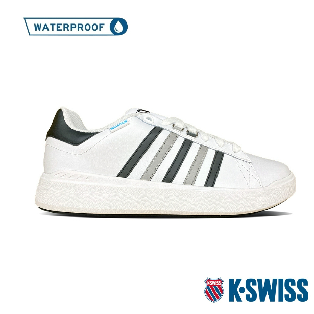 【VV防水優選】K-SWISS Pershing Court Light DS WP防水鞋-男-白灰黑07270-166