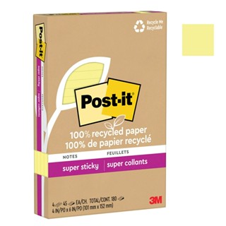 3M Post-it 利貼 狠黏 環保橫格便條紙 101x152mm（45張 /本）黃色4本/盒 4621R-4SSCY