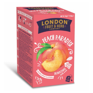 新貨到【即享萌茶】英國LONDON芙賀蜜桃樂園茶20茶包/盒（無咖啡因）促銷中