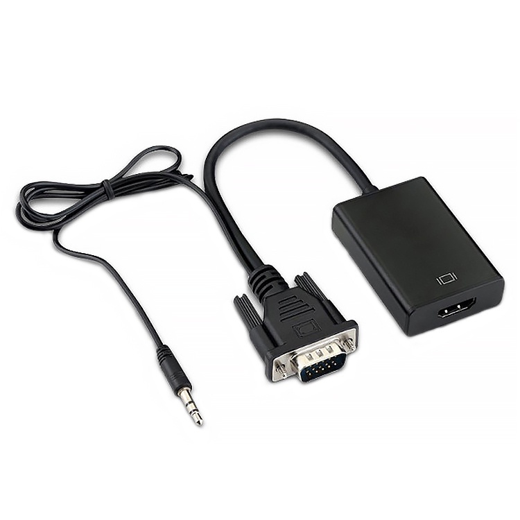 VGA輸入轉HDMI輸出轉接線 高清1080P 單向VGA TO HDMI轉換器 帶音頻帶供電