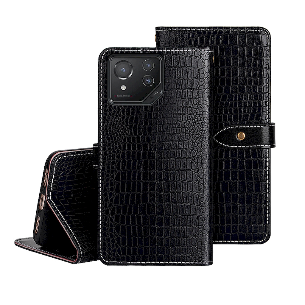 Asus ROG Phone 8 八代 8 Pro 皮革保護套 鱷魚紋磁扣帶左右翻蓋皮套