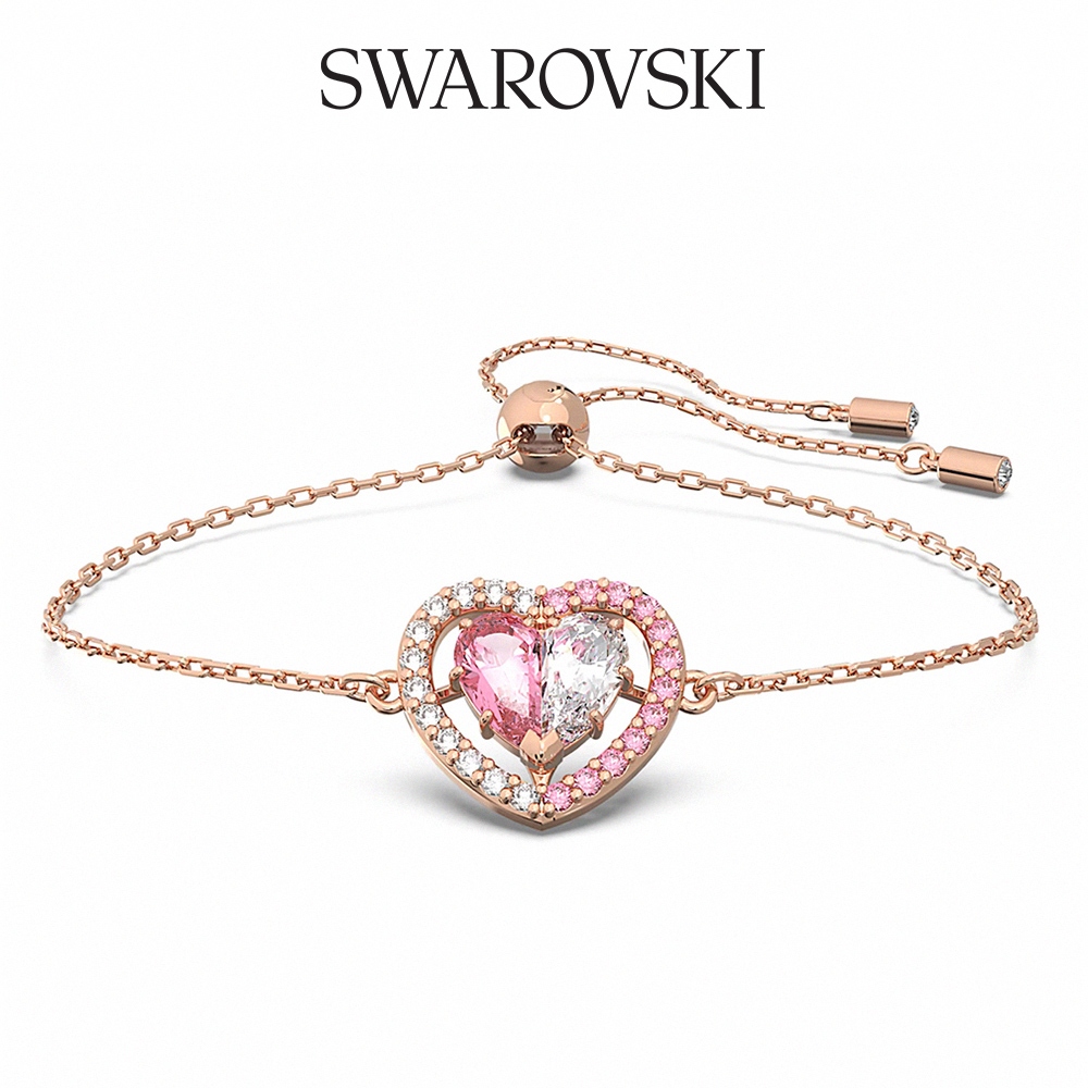 SWAROVSKI 施華洛世奇 Gema 520 手鏈 心形 粉紅色 鍍玫瑰金色調