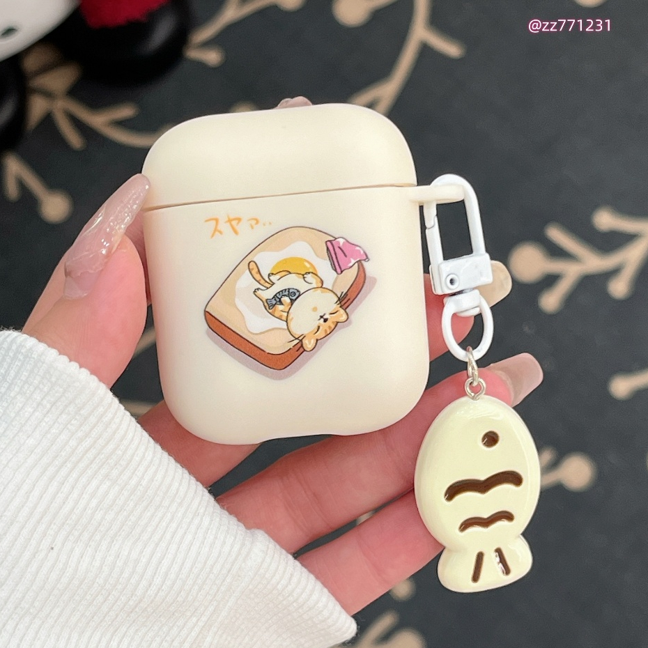 創意立體畫影吐司雞蛋橘喵柴犬卡通可愛磨砂軟殼適用AirPods 1/2代 3代 Pro 蘋果耳機保護殼 藍牙耳機保護套