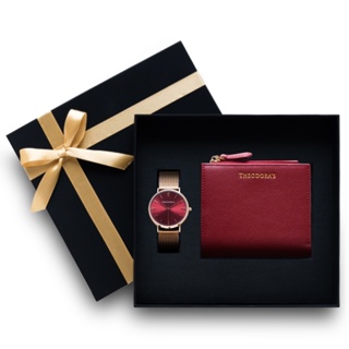 【THEODORA'S】手錶皮夾禮盒-Hera 女款短夾紅【希奧朵拉】