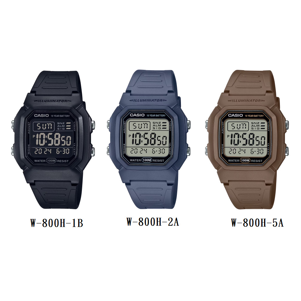 【春麗時間】CASIO 運動時尚 W-800H 十年電力錶 W-800H-1B W-800H-2A W-800H-5A