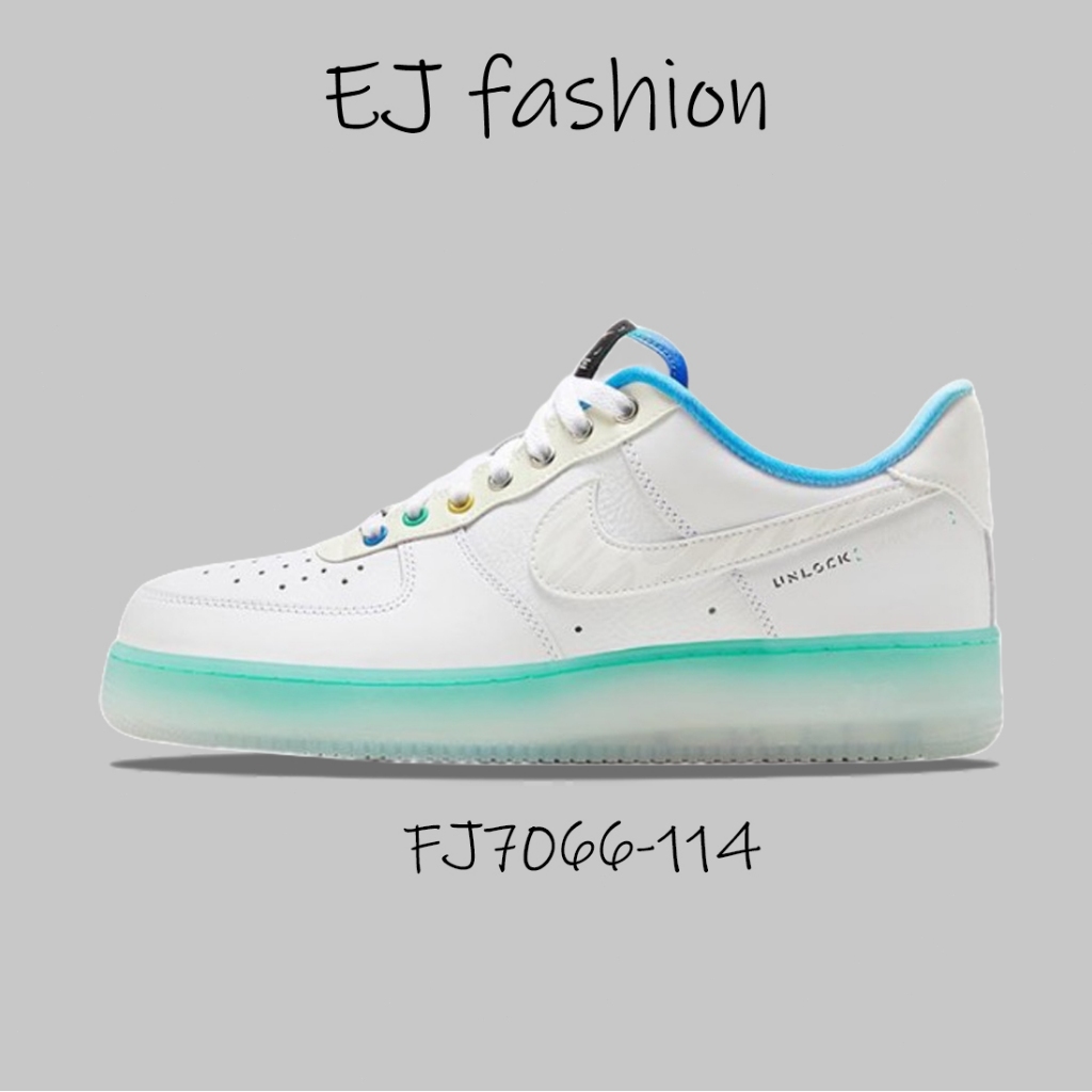 EJ-Nike air force 1‘07 冰底 藍綠漸層 反光 休閒鞋 情侶鞋 板鞋 FJ7066-11