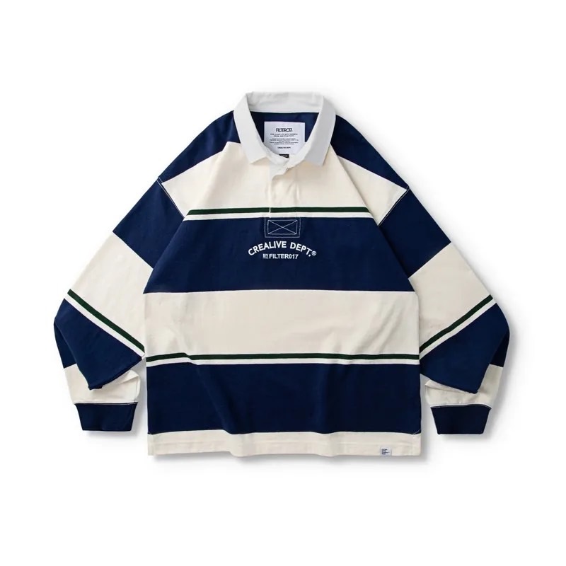 【P.COAST LAB】FILTER017® 條紋英式橄欖球衫 (深藍/米白)