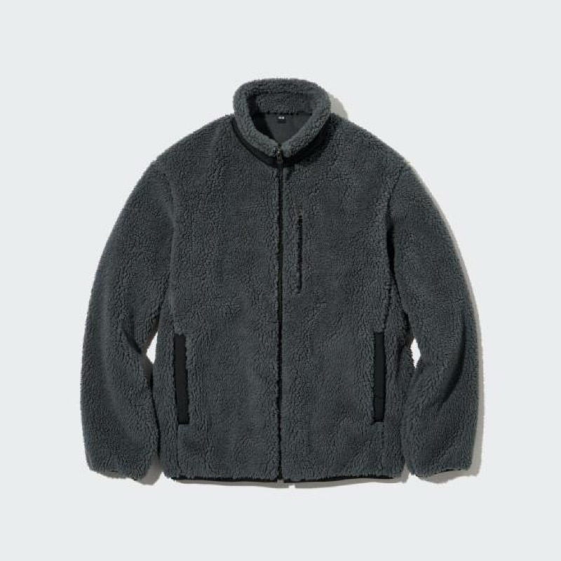 [二手極新] UNIQLO 防風長刷毛外套 灰L 450200