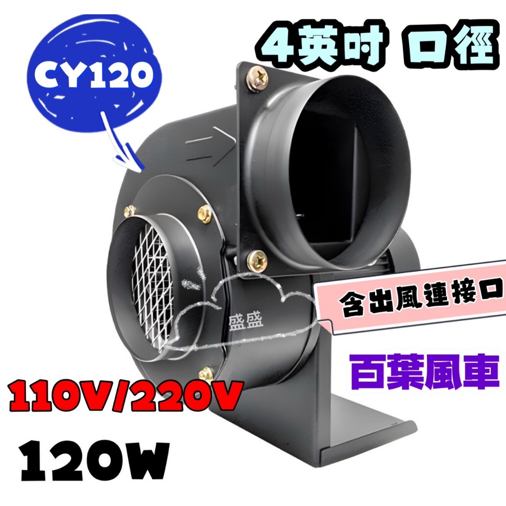 CY120 4英吋 120W 百葉風車 餐車風扇 鼓風機 排風機 早餐店 換氣抽油煙機 風鼓 多翼式送風機 風車 抽風機