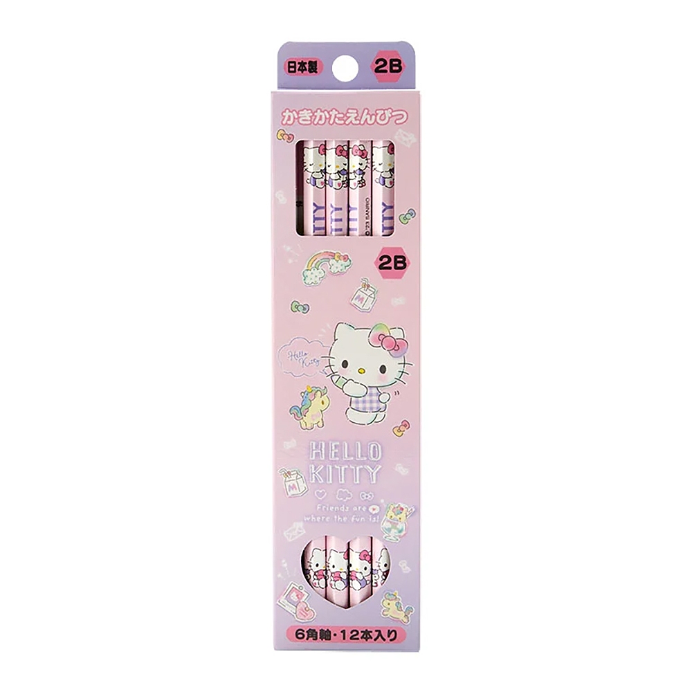 Sanrio 三麗鷗 日本製 珠光六角木頭鉛筆 2B (12入) Hello Kitty 566152