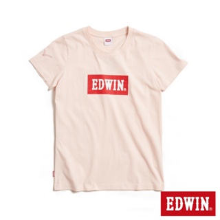 EDWIN 音樂紅印花短袖T恤(淡粉紅)-女款