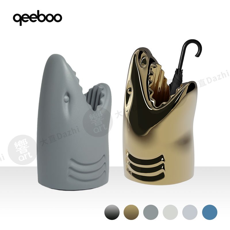 Qeeboo奇寶兔義大利 鯊魚造型傘桶 基本/金屬款 7色 收納桶 單入 居家擺飾 義大利家具『響ART大直』