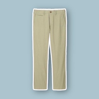UNIQLO / 男裝 復古斜紋棉長褲 卡其 73 日牌 二手