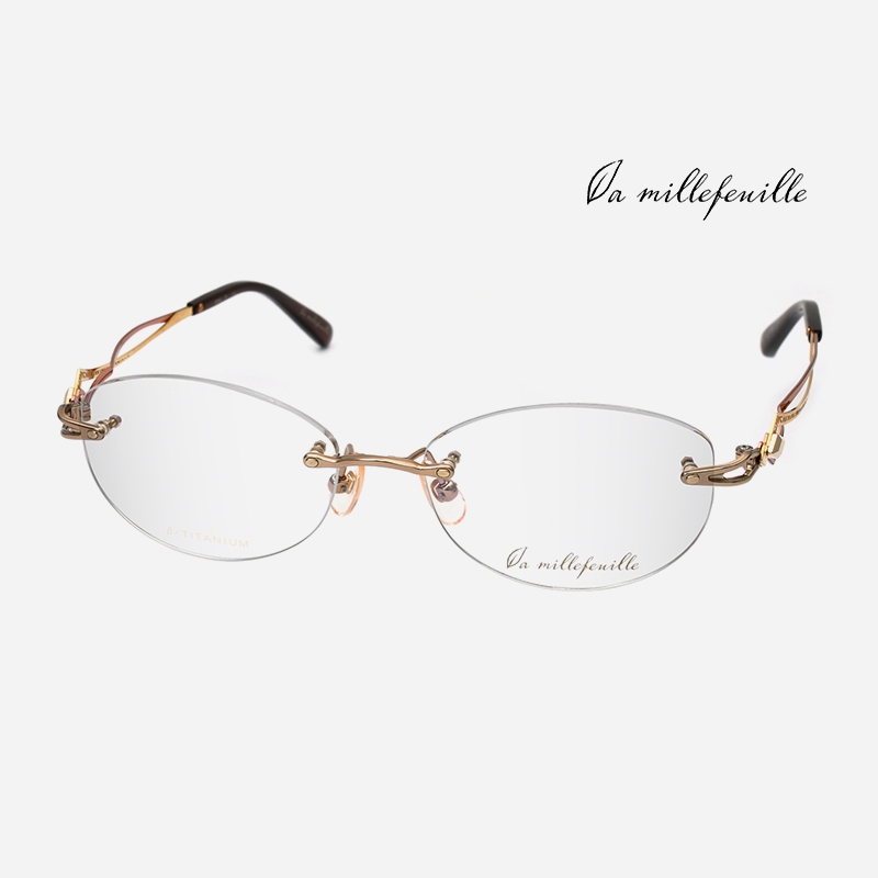 La millefeuille MLF-112 日本拉米勒眼鏡｜純鈦女超輕顯瘦氣質無框眼鏡 女生品牌眼鏡框【幸子眼鏡】